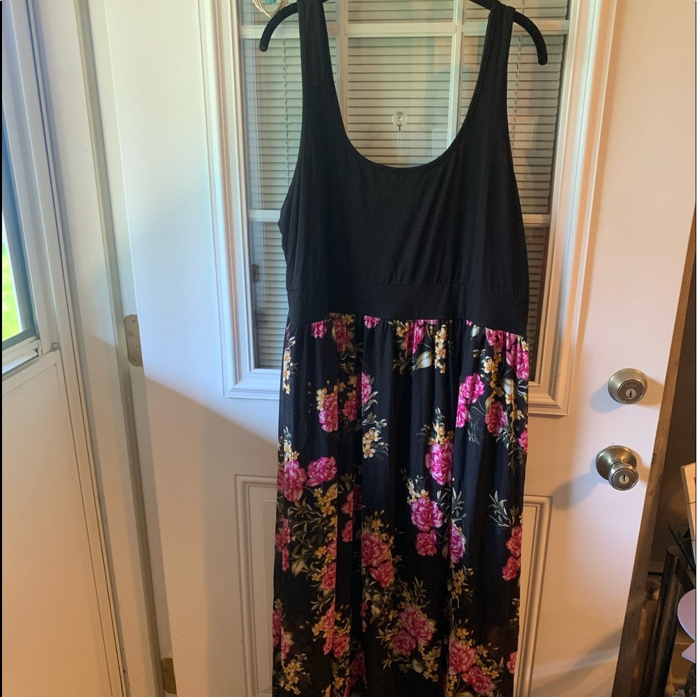 Torrid Black and Pink Floral Maxi Dress